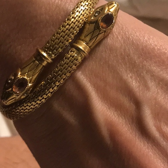 Double Headed Snake Coiled Bangle Bracelet - Picture 11 of 14